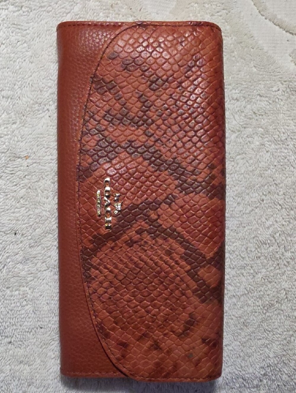 Coach Rust Leather Shoulder Bag with Snakeskin-Print Trim - Picture 13 of 16